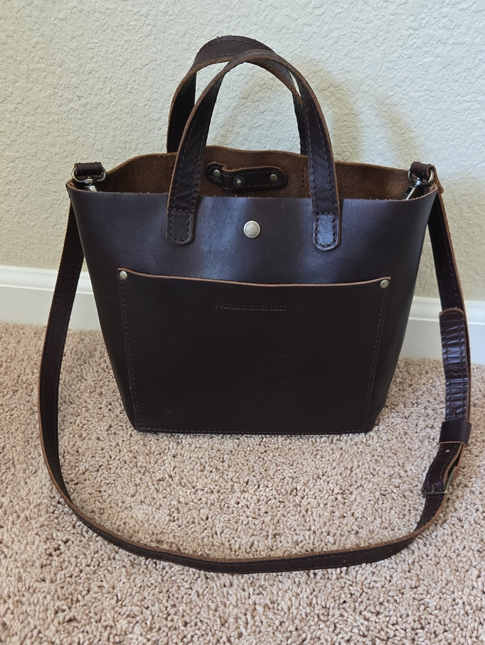 Portland Leather Mini Crossbody Tote-Grizzly